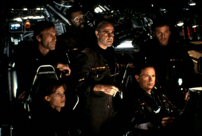 Jelenet a Mag (2003) című filmből. A képen:Hilary Swank, Aaron Eckhart, Delroy Lindo, Stanley Tucci, Bruce Greenwood és Tchely Karyo. Rendező: Jon Amiel. Archives du 7eme Art / Photo12 vi Photo12
Document reference010_A7A08A35_249
SLUGCore, The (2003) uk usa
Creation date2/7/2009
CreditArchives du 7eme Art / Photo12 via AFP
File size/pixels/dpi16.91 Mb / 2967 x 1992 / 300 dpi
Special InstructionsWARNING: It is forbidden to reproduce the photograph out of context of the promotion of the film. Restricted to Editorial Use. Photo12 does not grant publicity rights of the persons represented on images
Core, The (2003) uk usa
Fusion, the core Core, The Year: 2003 - uk usa Hilary Swank as Beck, Aaron Eckhart as Josh, Delroy Lindo as Brazzleton, Stanley Tucci as Zimsky, Bruce Greenwood as Richard, and Tchely Karyo as Serge. Director: Jon Amiel
Archives du 7eme Art / Photo12 via AFP